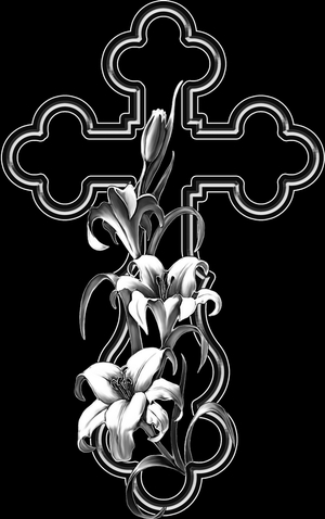 Крест и Лилии - картинки для гравировки